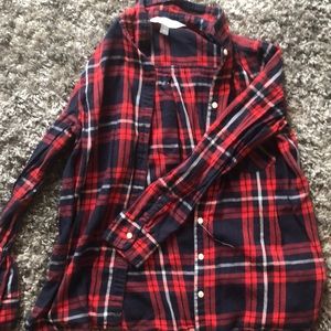Women’s Large Red, White, and Navy Flannel